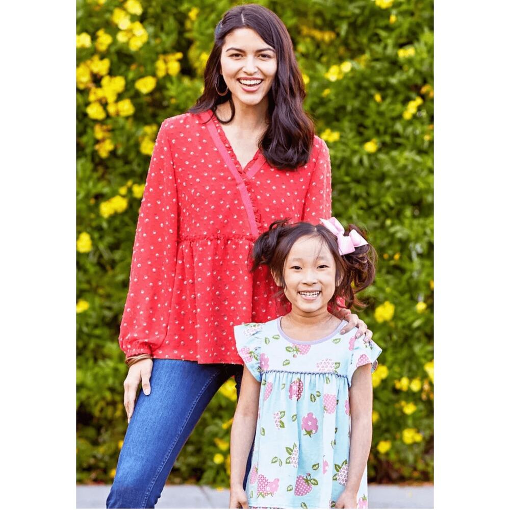 MATILDA JANE Women's Must Be Love Blouse Coral-Red Sz L
